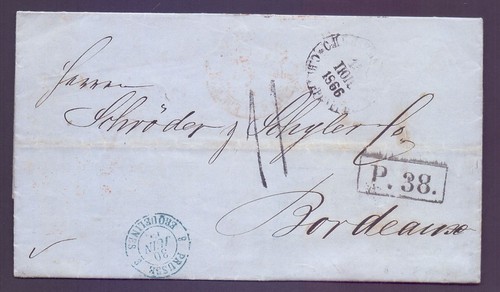 Faltbrief 1866 mit - , aus